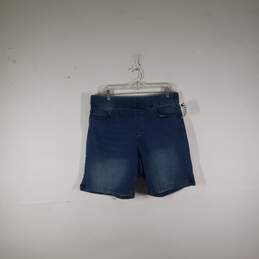 Womens 5 Pocket Design Denim Elastic Waist Pull-On Bermuda Shorts Size Large