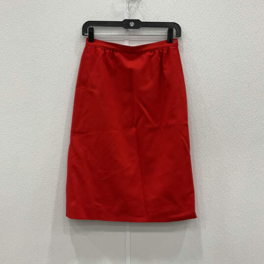Womens Red Back Slit Side Button Fashionable A-Line Skirt Size 10 image number 1