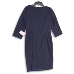 NWT Eliza J Womens Navy 3/4 Sleeve Back Zip Knee Length Sheath Dress Size 12 alternative image