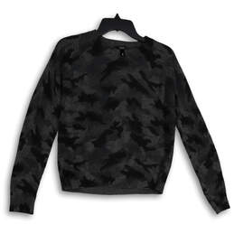 Womens Black Camouflage Crew Neck Long Sleeve Pullover Sweatshirt Size S