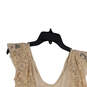 Womens Beige Heatherton Lace Spotted Mesh Peplum Pullover Blouse Top Sz XS image number 4