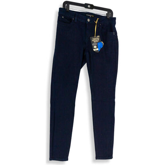 NWT Womens Blue Dark Wash Denim Regular Fit Pockets Skinny Leg Jeans Sz 13 image number 3