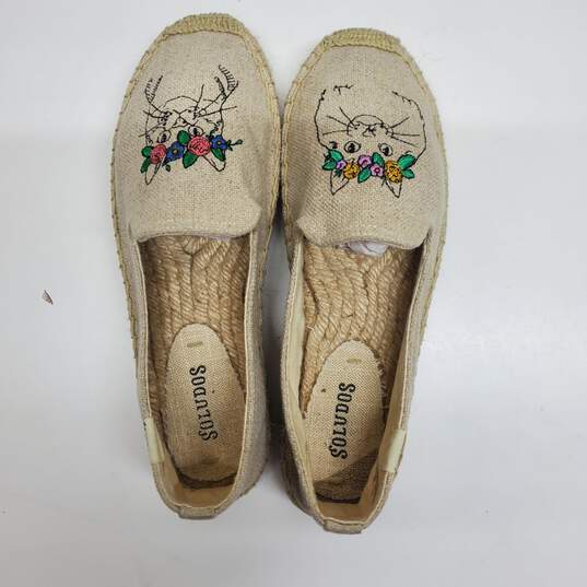 Soludos Spirit Animal Espadrille Smoking Slippers Size 7 Embroidered Cats image number 8