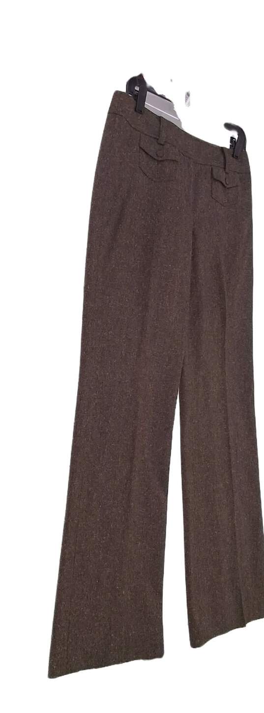Womens Brown Flat Front Pockets Straight Leg Dress Pants Size 6 image number 3