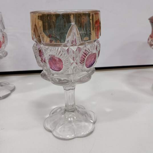 Tiffen Ruby Stained Kings Crown Cups and Candy Dish image number 4