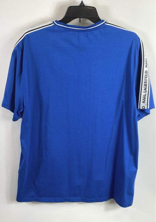 Karl Lagerfeld Men Blue Spell Logo Tape T Shirt XL image number 2