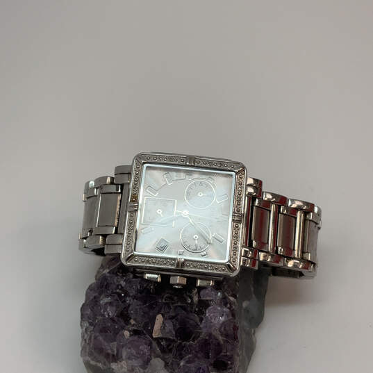 Designer Bulova Silver-Tone Chronograph Square Dial Analog Wristwatch image number 1