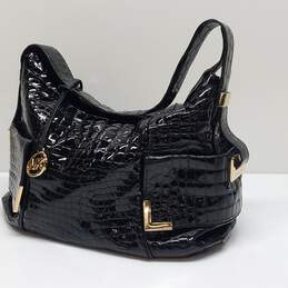 Michael Kors Black Embossed Patent Leather Shoulder Bag