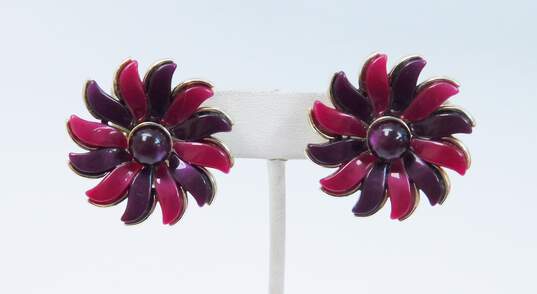 Vintage Lisner Mauve & Purple Thermoset Lucite Clip-On Earrings 37.6g image number 3