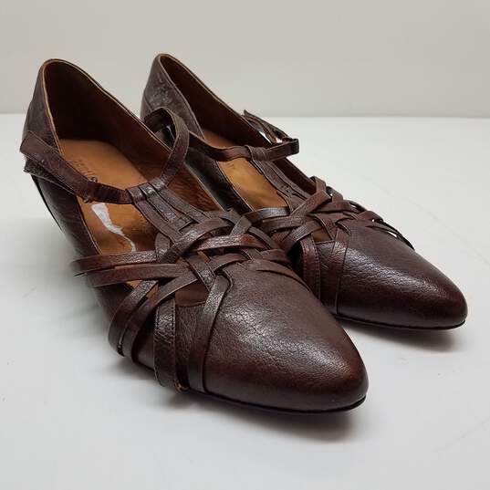Kenneth Cole Gentle Souls All Good Brown Leather Kitten Heel Flats Size US 8W image number 1