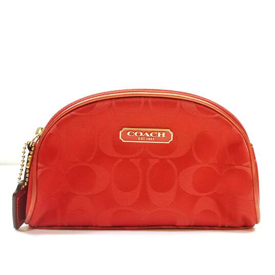 Coach C LOGO Red Makeup Pouch image number 1