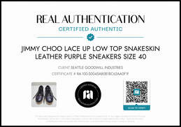 Jimmy Choo Women's Purple Snakeskin Leather Low Top Lace Up Sneakers Size 9 AUTHENTICATED alternative image