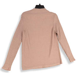 Womens Pink Ribbed Long Sleeve Mock Neck Pullover Sweater Size Medium alternative image