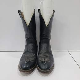 Justin Men's Black Leather Cowboy Boots Size 9