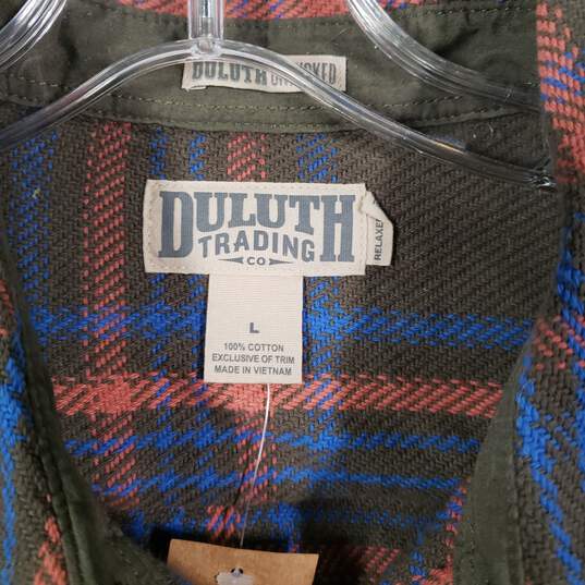 NWT Mens Plaid Cotton Long Sleeve Collared Chest Pockets Shirt Jacket Size Large image number 4