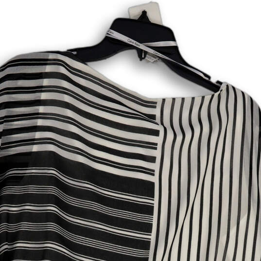 NWT Womens White Black Striped Round Neck Kaftan Blouse Top Size X-Large image number 4