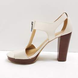 Michael Kors Women's Berkley Cream Leather Open Toe Heels Size 9 alternative image