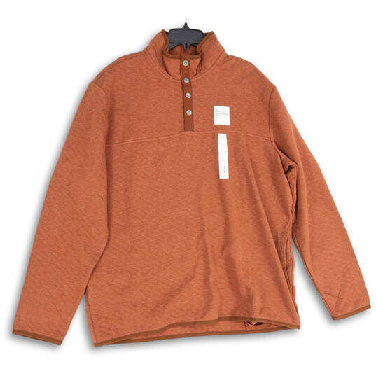 NWT Mens Orange Mock Neck Long Sleeve Pullover Sweatshirt Size XXL image number 1