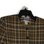 Womens Brown Plaid Wool Long Sleeve Round Neck Single Breasted Blazer Sz 8 image number 3
