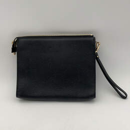 Womens Black Leather Gild-Tone Inner Pockets Zipper Wristlet Wallet alternative image