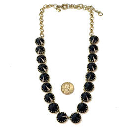 Designer J. Crew Gold-Tone Chain Black Acrylic Statement Necklace With Bag alternative image