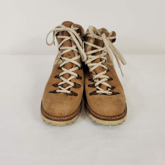 Woolrich Tan Wool Leather Lace Up Ankle Boots Women's Size 9 B image number 2