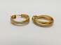 14K Yellow Gold & Silver Glitter Double Hoop Earrings 3.0g image number 3