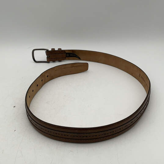 Mens Brown Leather Adjustable Single Tongue Buckle Waist Belt Size 34 image number 1