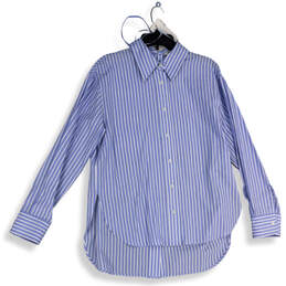 NWT Womens Blue White Striped Long Sleeve Blouse Top Size Medium alternative image