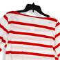 Womens Red White Striped Round Neck Long Sleeve Pullover T-Shirt Size M image number 4