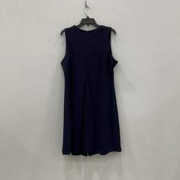 NWT Suzanne Betro Womens Navy Blue V-Neck Sleeveless Back Zip A-Line Dress Sz 2X alternative image