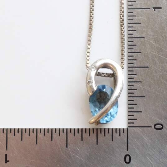 Sterling Silver Diamond Accent Blue Topaz Pendant Necklace - 3.8g image number 6