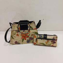 Set of 2 Patricia Nash Floral Convertible Satchel Bag & Card Wallet alternative image
