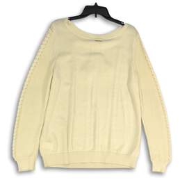 NWT Michael Kors Womens Cream Knitted Long Sleeve Round Neck Pullover Sweater L alternative image