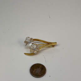 Designer Swarovski Gold-Tone Crystal Cut Stone Daffodil Brooch Pin w/ Box alternative image