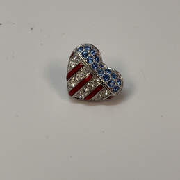 Designer Swarovski Blue Red Rhinestone Heart Shape Fashionable Brooch Pin alternative image