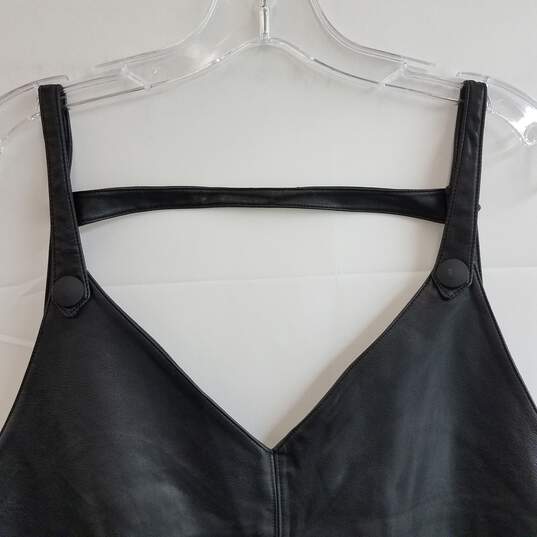 Faux leather v neck mini dress with strap S image number 3