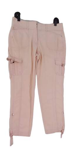 Womens Cream Pink Straight Leg Cargo Pants Size 4