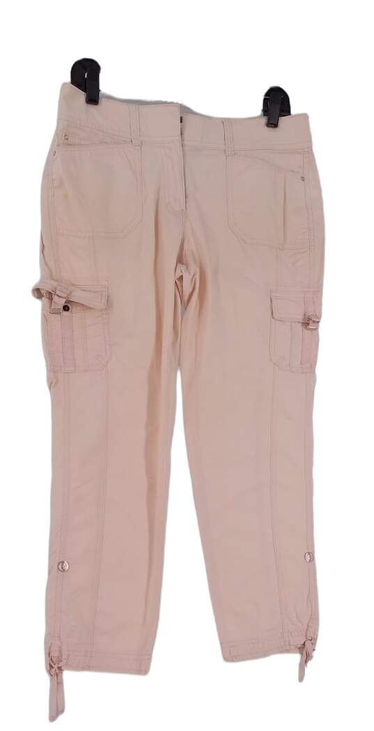 Womens Cream Pink Straight Leg Cargo Pants Size 4 image number 1