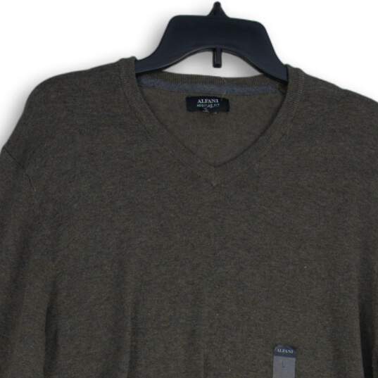 NWT Alfani Mens Brown Knitted V-Neck Long Sleeve Pullover Sweater Size L image number 3