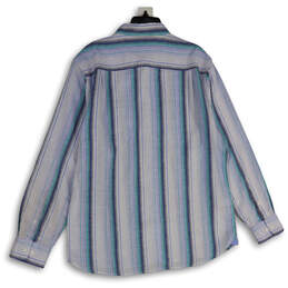 Mens Blue Striped Spread Collar Short Sleeve Button-Up Shirt Size Medium alternative image