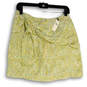 NWT Womens Yellow Green Abstract Front Knot Back Zip Mini Skirt Size L image number 1