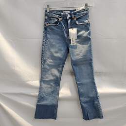 Zara Mid Rise Crop Flare Blue Jeans NWT US Size 2