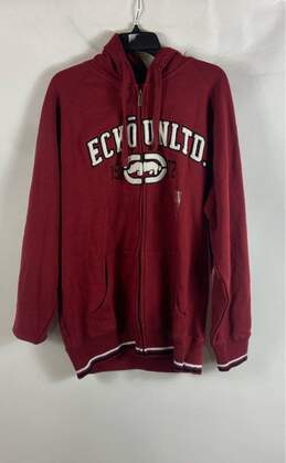 Ecko Unltd Mens Red Long Sleeve Pockets Hooded Full-Zip Sweater Size Large