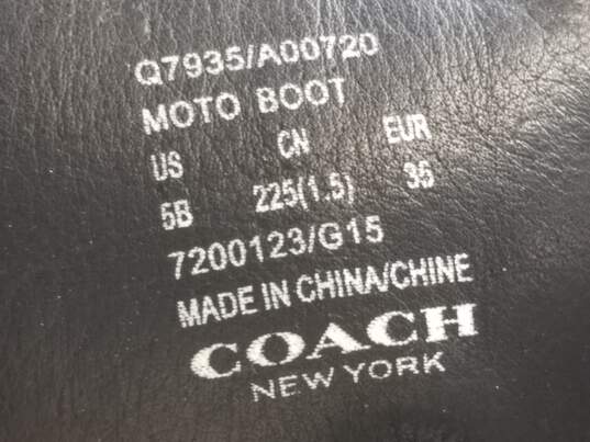 Coach Pebble Leather Tanker Moto Boots Black 5 image number 10