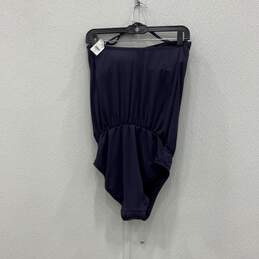 NWT Loft Dark Womens Blue Strapless Bandeau One Piece Swimsuit Size 4M alternative image