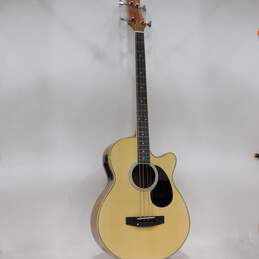 Unbranded Wooden 4-String Acoustic-Electric Bass Guitar