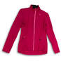 Womens Pink Mock Neck Long Sleeve Pockets Full-Zip Windbreaker Jacket Sz S image number 1