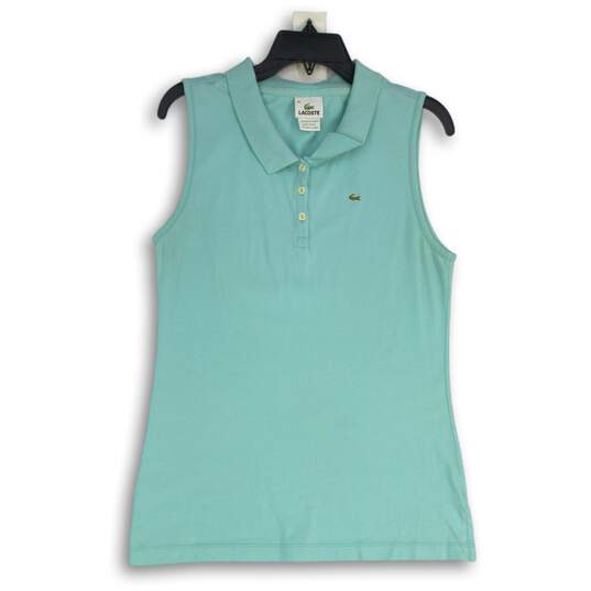 Lacoste Womens Blue Logo Sleeveless Regular Fit Collared Golf Polo Shirt Size 44 image number 1
