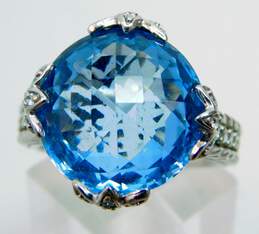 Judith Ripka Designer 925 Blue Spinel & Cubic Zirconia Statement Ring 11.8g
